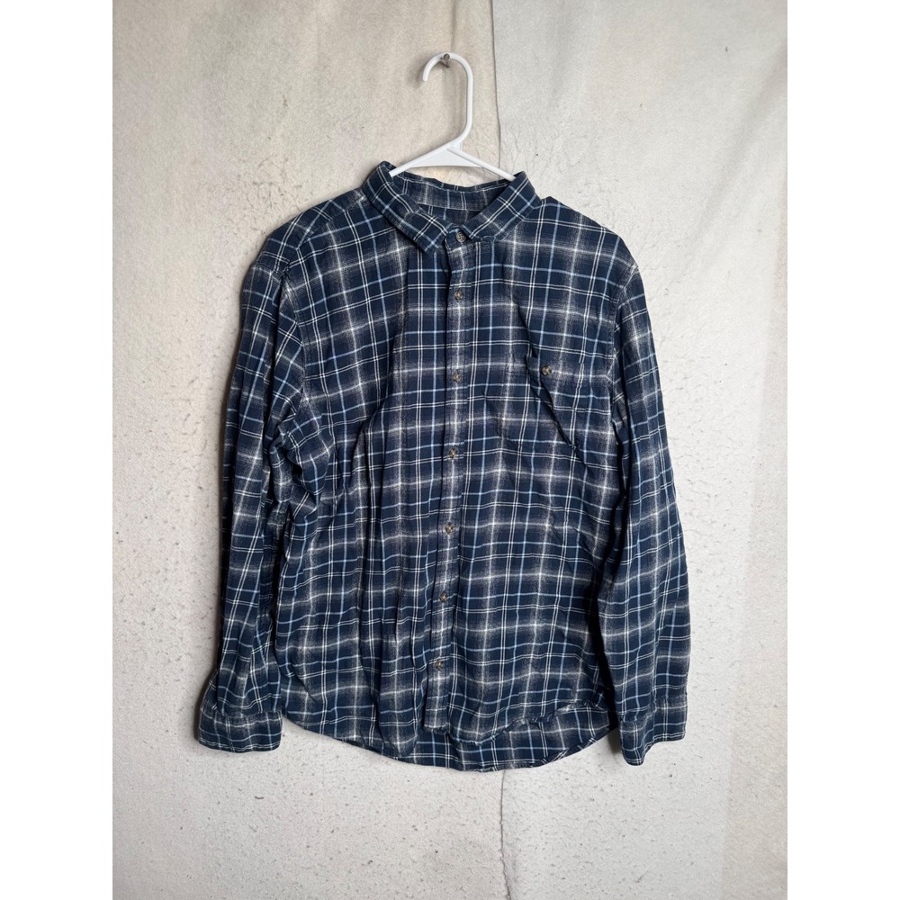 Wallin & Bros Mens XL Blue Plaid Flannel Button Down Shirt 100% Cotton 8145